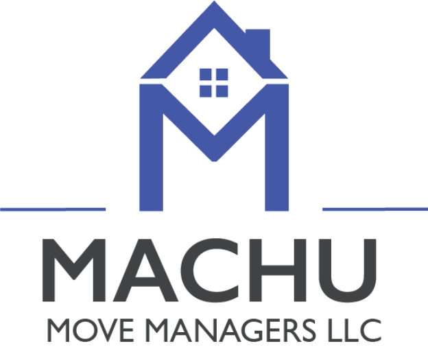 Logo for Machu Move Managers, LLC, which resembles the roof of a blue house above and behind the capital letter M